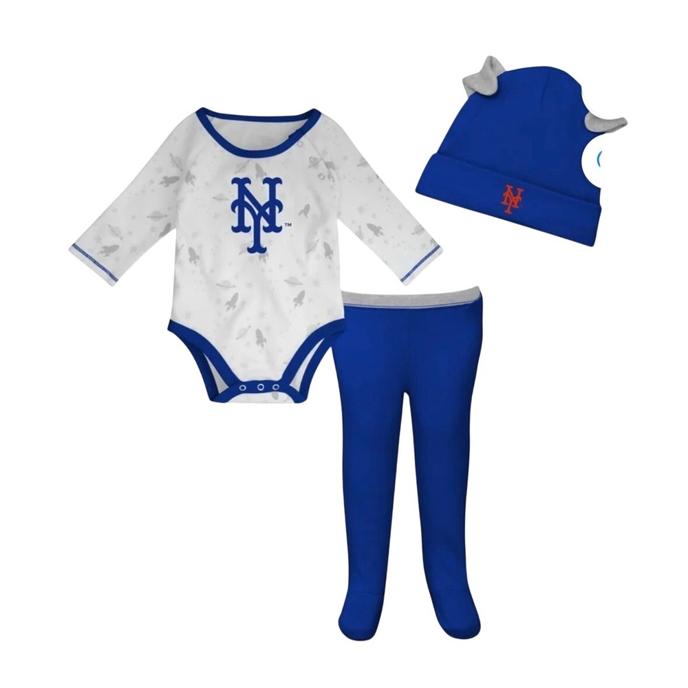 MLB New York Mets Infant 3 Piece Bodysuit Pants & Hat Set 6-9 Months NWT